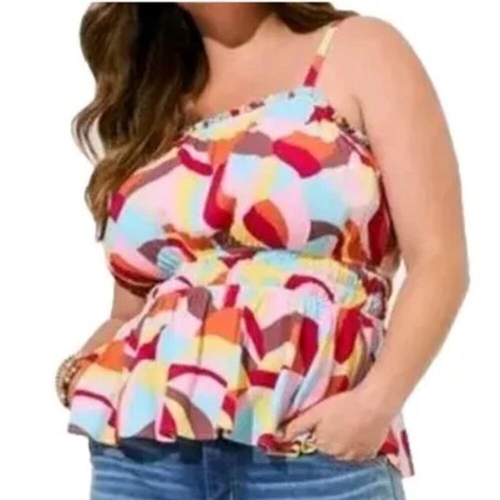 Torrid Womens Peplum Crinkle Gauze Square Neck Cami Tank Top Size 1X Artsy Boho